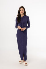 Navy Ruched Cardi Maxi Dress