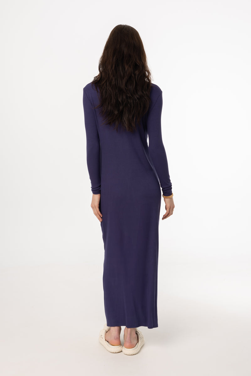 Navy Ruched Cardi Maxi Dress