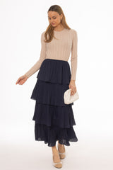 Navy Ruffle Maxi Skirt