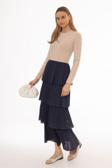 Navy Ruffle Maxi Skirt