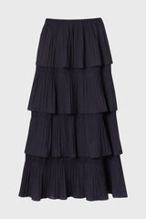 Navy Ruffle Maxi Skirt