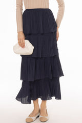 Navy Ruffle Maxi Skirt