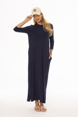 Navy Side Slit Maxi Dress