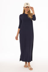 Navy Side Slit Maxi Dress