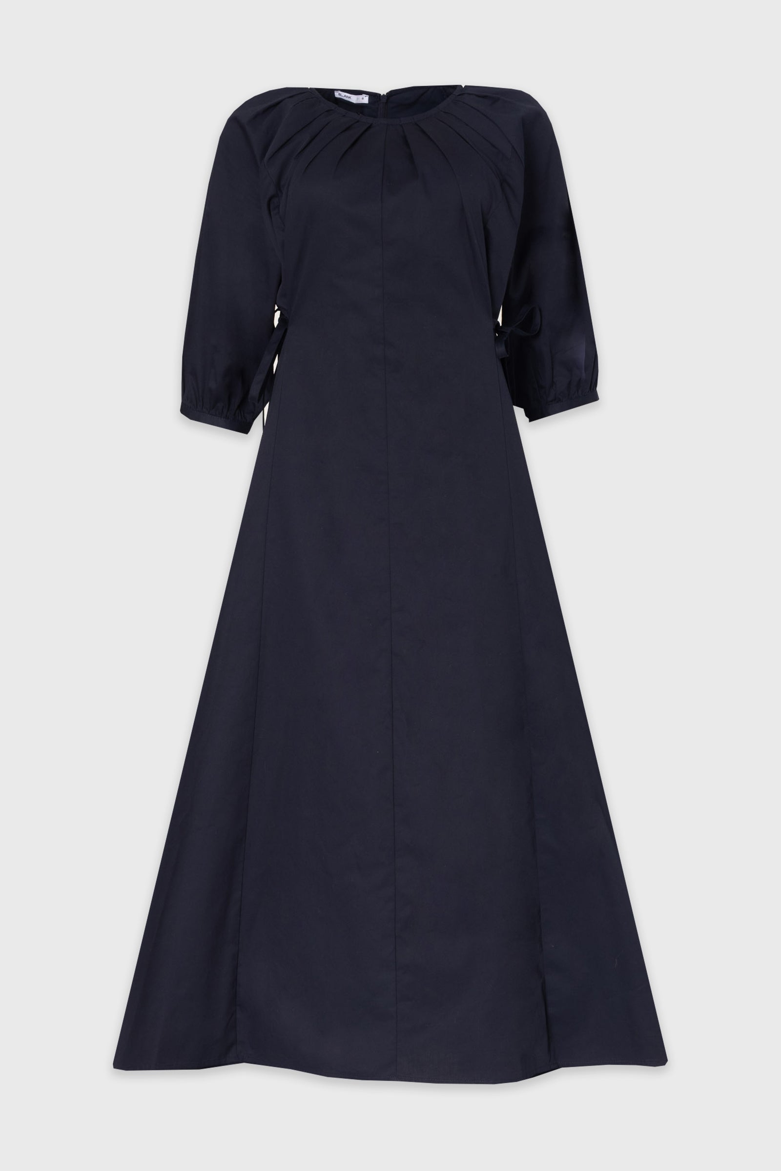 Navy Side Tie Cotton Maxi Dress – BLANK