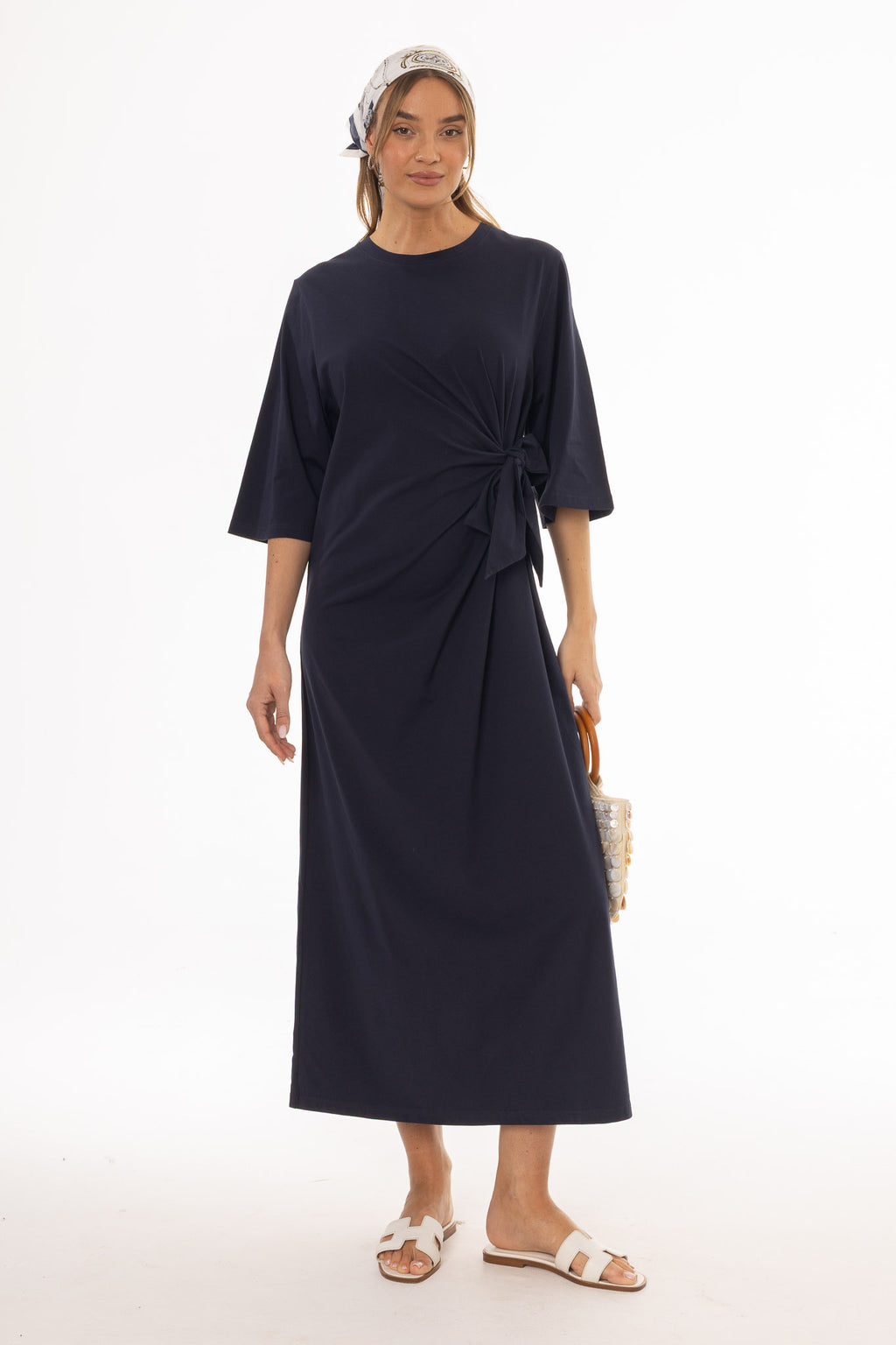 Navy Side Tie T-Shirt Maxi Dress BLANK Navy Side Tie T-Shirt Maxi Dress BLANK