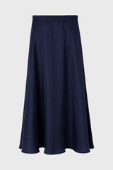 Navy Silk Feel Flare Maxi Skirt