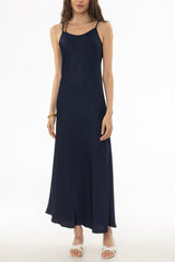 Navy Silk Feel Slip Dress