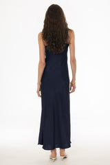 Navy Silk Feel Slip Dress