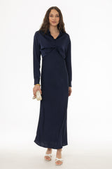 Navy Silk Feel Slip Dress