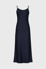 Navy Silk Feel Slip Dress