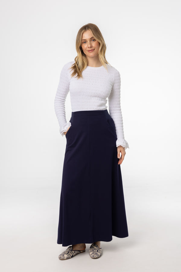 Navy Soft Stretch Maxi Skirt