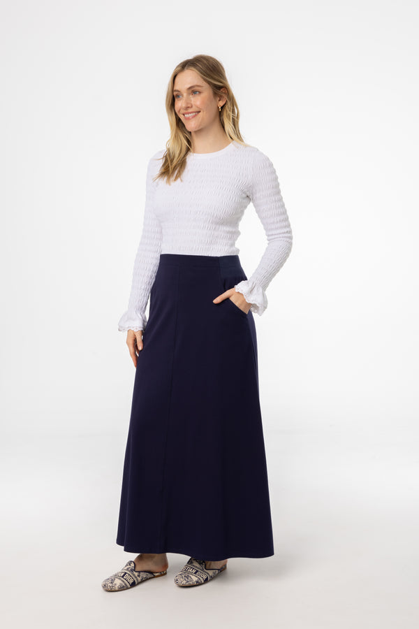 Navy Soft Stretch Maxi Skirt