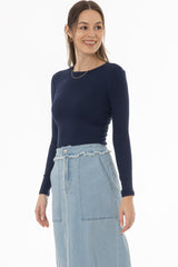 Navy Solid Long Sleeve T-Shirt