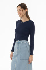 Navy Solid Long Sleeve T-Shirt