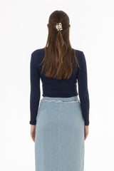 Navy Solid Long Sleeve T-Shirt