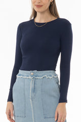 Navy Solid Long Sleeve T-Shirt