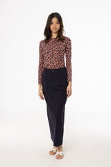 Navy Stretch Cotton Maxi Skirt