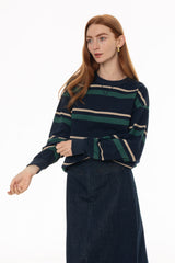 Navy Striped Crew Neck Sweatshirt