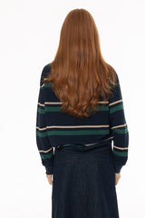 Navy Striped Crew Neck Sweatshirt