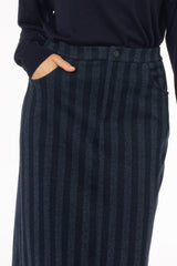 Navy Striped Maxi Skirt