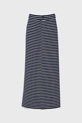 Navy Striped Stretch Maxi Skirt