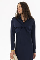 Navy Twist Front Overlay