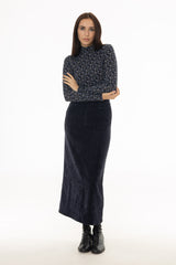 Navy Textured Everyday Maxi Skirt