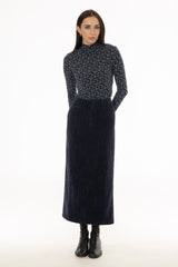 Navy Textured Everyday Maxi Skirt