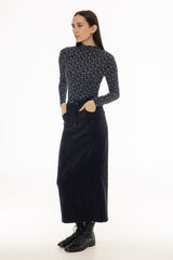 Navy Textured Everyday Maxi Skirt