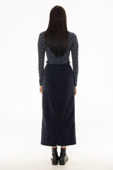 Navy Textured Everyday Maxi Skirt