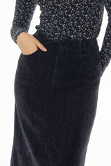 Navy Textured Everyday Maxi Skirt