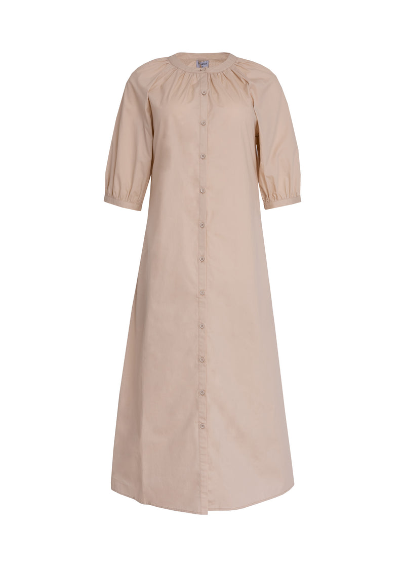 Neutral Cotton Shirt Dress
