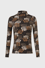 Neutral Rose Printed Turtleneck Top