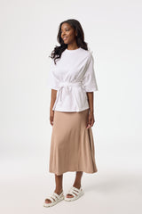 Neutral Solid Side Cut Skirt