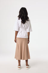 Neutral Solid Side Cut Skirt