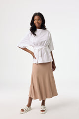 Neutral Solid Side Cut Skirt