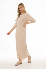 Oatmeal 3/4 Sleeve Maxi Dress
