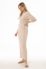 Oatmeal 3/4 Sleeve Maxi Dress