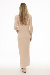 Oatmeal 3/4 Sleeve Maxi Dress