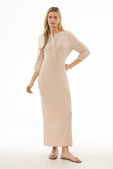 Oatmeal 3/4 Sleeve Maxi Dress