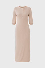 Oatmeal 3/4 Sleeve Maxi Dress
