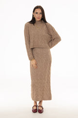Oatmeal Cable Knit Maxi Jumper