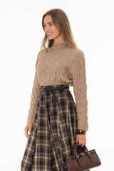 Oatmeal Cable Knit Overlay Sweater