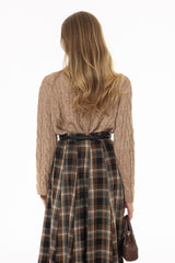 Oatmeal Cable Knit Overlay Sweater
