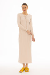 Oatmeal Criss Cross Tie Maxi Dress