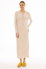 Oatmeal Criss Cross Tie Maxi Dress