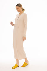 Oatmeal Criss Cross Tie Maxi Dress