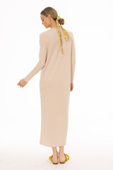 Oatmeal Criss Cross Tie Maxi Dress