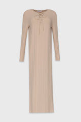 Oatmeal Criss Cross Tie Maxi Dress